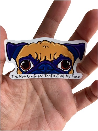 Funny pug face sticker - face,