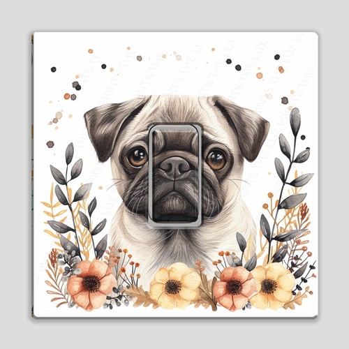 Cute floral pug face - cute, light