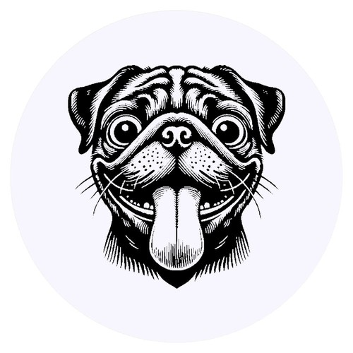 Funny pug face round - 24,