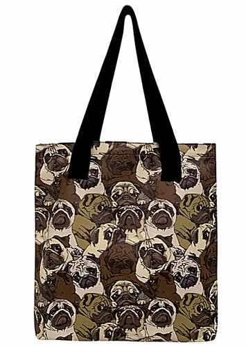 Pug faces tote - pug, shopping