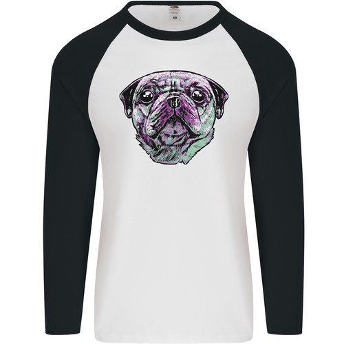 Pug face dog mens s - face, l/s