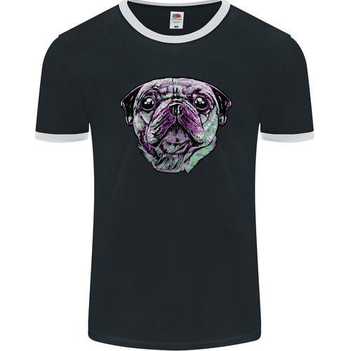 Pug face dog mens ringer - a,