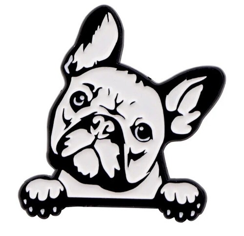 Pug face metal enamel pin - face,