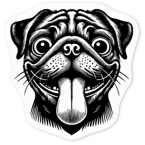 Funny pug face clear - pug, vinyl