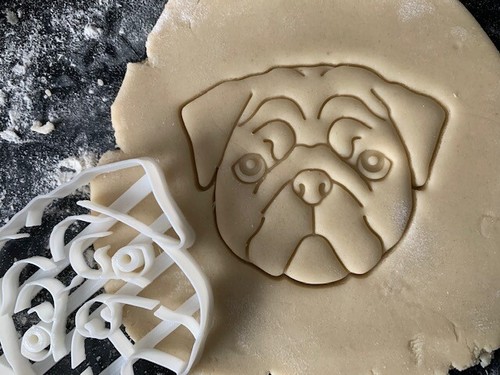 Pug dog face large cookie - pug,