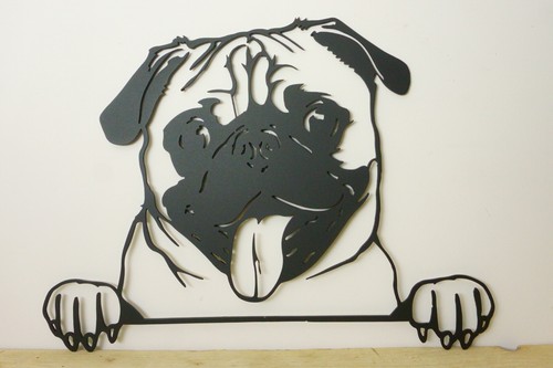 Pug peeping metal - metal, face